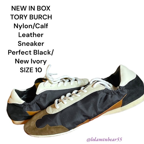 BRAND NEW TORY BURCH NYLON/CALF LEATHER SNEAKERS IN BOX-SIZE 10-UNIQUE DESIGN - Picture 3 of 16